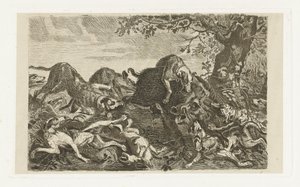 Hundejagt efter et vildsvin af Jan Cassiers