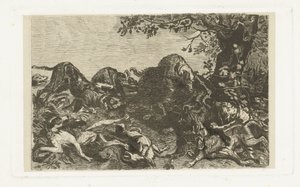 Hundejagt efter et vildsvin af Jan Cassiers