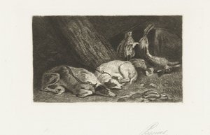 To hunde hviler med byttet af Jan Cassiers