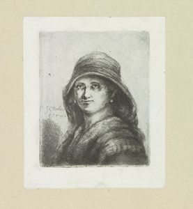 Jonge kvinde sætter hætte The Compleat Work of Etchings af John Chalon / Oeuvre Complette des Eaux Fortes af Jean Chalon (serietitel) af Jan Chalon