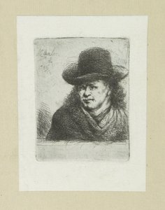 Mand sætter hoed, naar links The Compleat Work of Etchings af John Chalon / Oeuvre Complette des Eaux Fortes af Jean Chalon (serietitel) af Jan Chalon