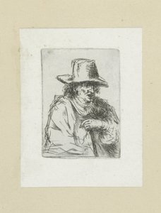 Mand sætter høj hoed i stok The Compleat Work of Etchings af John Chalon / Oeuvre Complette des Eaux Fortes af Jean Chalon (serietitel) af Jan Chalon