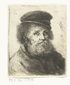 Gammel mand med skæg og kasket af Jan Chalon
