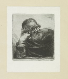 Gammel mand læner sig på sin højre arm The Compleat Work of Etchings af John Chalon / Oeuvre Complette des Eaux Fortes af Jean Chalon (serietitel) af Jan Chalon
