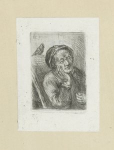 Slapende oude man met vogel The Compleat Work of Etchings af John Chalon / Oeuvre Complette des Eaux Fortes af Jean Chalon (serietitel) af Jan Chalon