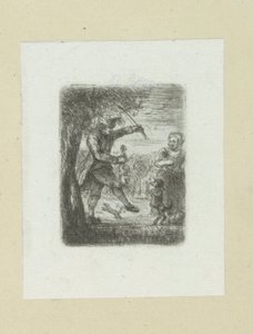Straatmuzikant sætter voldtægt i dans hond The Compleat Work of Etchings af John Chalon / Oeuvre Complette des Eaux Fortes af Jean Chalon (serietitel) af Jan Chalon