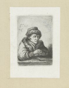 Volwassen man aan een tafel, i bontmantel The Compleat Work of Etchings af John Chalon / Oeuvre Complette des Eaux Fortes af Jean Chalon (serietitel)