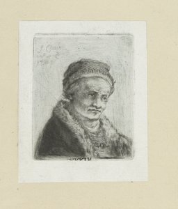 Volwassen mand sætter bontkraag The Compleat Work of Etchings af John Chalon / Oeuvre Complette des Eaux Fortes af Jean Chalon (serietitel) af Jan Chalon