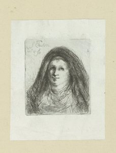 Voksen kvinde med tørklæde The Compleat Work of Etchings af John Chalon / Oeuvre Complette des Eaux Fortes af Jean Chalon (serietitel)