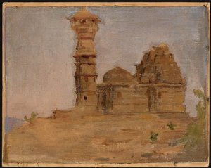 Forladt antikt tempel i Chittorgarh. Fra en rejse til Indien af Jan Ciągliński