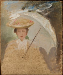 Portræt af en dame med parasol, skitse