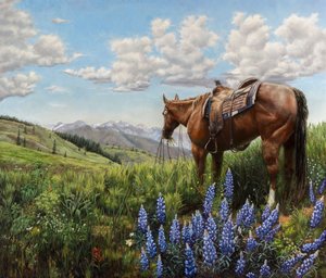 Hest på bjergeng af Jan Clizer