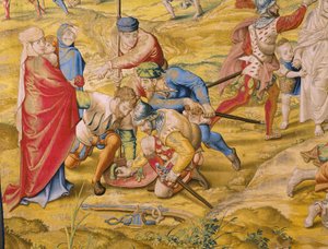flamsk gobelin. Serien The conquest of Tunis: Take of Tunis. Tegneren Jan Cornelisz Vermeyen. Studio Willem de Pannemaker, Bruxelles. Ca 1545. Detalje.