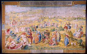 flamsk gobelin. Serien Erobringen af ​​Tunis: Plyndring af Tunis. Tegneren Jan Cornelisz Vermeyen. Studio Willem de Pannemaker, Bruxelles. omkring 1545.