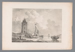 Kystlandskab med tårn Malerier af hollandske mestre fra Wijlen den Wel-Eds samling. Født hr. J.A. van Dam (serietitel) af Jan Dam Steuerwald (possibly)