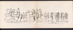 Masquerade of the Leiden Students, 1865 (plade 10) Udklædt procession holdt af medlemmerne af Leidens studentkorps den 6. juni 1865 til fejring af 290-året for Leidsche Hoogeschool, skildrer: hollændernes indtog b.