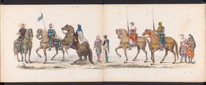 Masquerade of the Leiden Students, 1865 (plade 14) Udklædt procession holdt af medlemmerne af Leidens studentkorps den 6. juni 1865 til fejring af 290-året for Leidsche Hoogeschool, skildrer: hollændernes indtog b.