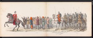 Masquerade of the Leiden Students, 1865 (plade 15) Udklædt procession holdt af medlemmerne af Leidens studentkorps den 6. juni 1865 til fejring af 290-året for Leidsche Hoogeschool, skildrer: hollændernes indtog b.