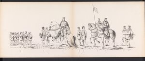 Masquerade of the Leiden Students, 1865 (plade 7) Udklædt procession holdt af medlemmerne af Leidens studentkorps den 6. juni 1865 til fejring af 290-året for Leidsche Hoogeschool, som viser: hollændernes indtog i