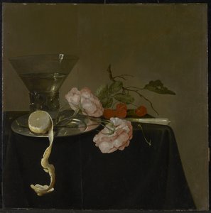 Stilleben med drikkeglas, frugt og roser, c.1632-34 af Jan Davidsz de Heem