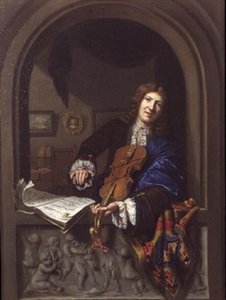 Portræt af en mand, der spiller på violin