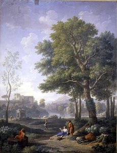 Capriccio udsigt med en belvedere af Jan Frans van Bloemen
