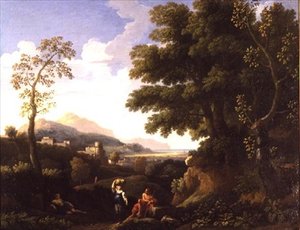 Klassisk Landskab med Figurer af Jan Frans van Bloemen