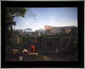 Sæt med fire Cappricio; (2) Colosseum og Konstantins bue (lærred) af Jan Frans van (1662 1749) Bloemen