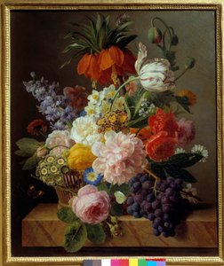 Blomster og frugtmaleri af Jan Frans van Dael (1764-1840) 1827 søn. 0,63 x 0,52 m Rouen. Museum for Skønne Kunster