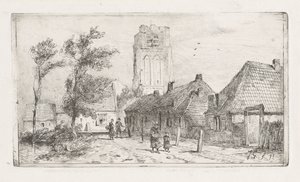 Landsbyudsigt med kirketårn