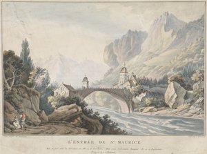 Udsigt over broen ved Saint Maurice i Schweiz L