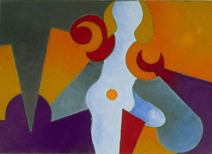 Blue Pin-Up Girl, 2009 (olie på lærred) af Jan Groneberg