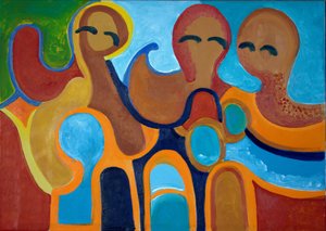 Girls at the Riverside, 2009 (olie på lærred)