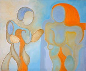 Man and Woman nr 1, 2009 (olie på lærred) af Jan Groneberg