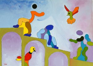 Rising up to where we kom fra, 2009 (olie på lærred) af Jan Groneberg