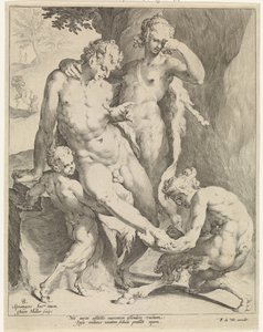 Oreaden fjerner en torn fra en satyrs fod af Jan Harmensz. Muller