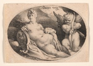 Venus og Amor i skyerne af Jan Harmensz. Muller