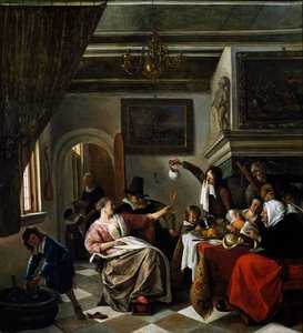 Familiefest, af Jan Steen (1626-1679)