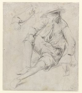 Studie af en siddende mand, der ryger pibe af Jan Havicksz. Steen