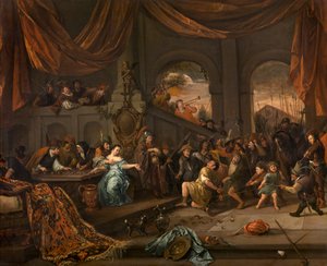 The Mocking of Samson, ca 1675. af Jan Havickszoon Steen