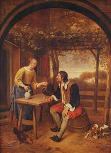 Den rejsendes hvilested (olie) af Jan Havickszoon Steen