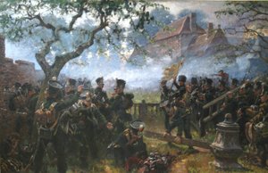 Nassau-tropper ved Hougoumont under slaget ved Waterloo