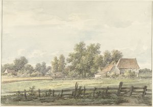 Landskab med gård