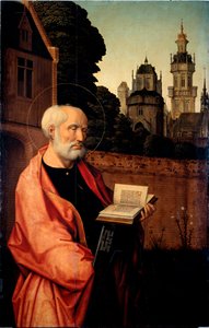 Saint Pierre detalje. Maleri på træ af Jan Provost (ca. 1465-1529) Dim. 140x90 cm Gener, Galleria di Palazzo Bianco af Jan II Provost