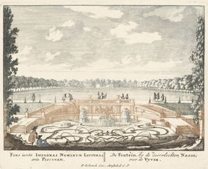 Springvand og stor dam i haven til paladset Het Loo, 1694-97 af Jan I van Call