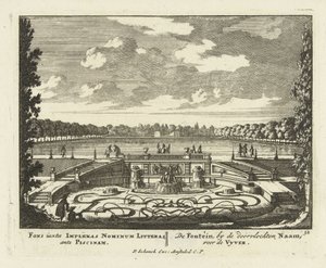 Springvand ved den store dam i haverne i Paleis Het Loo, 1695-1705 af Jan I van Call
