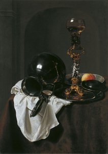 Stilleben med glas vin og tinkande af Jan Jansz. Treck
