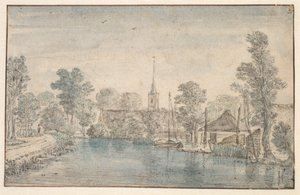 Landsby ved en flod af Jan Jansz den Uyl