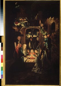 ""Fødslen"" (Kristi fødsel (Den hellige nat)) Maleri af Jan Joest (ca. 1460-1519) Pushkin-museet fra det 16. århundrede, Moskva af Jan Joest van Kalkar