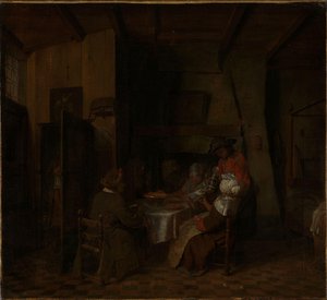 Et familiemåltid i en bondes hytte af Jan Josef Horemans the elder